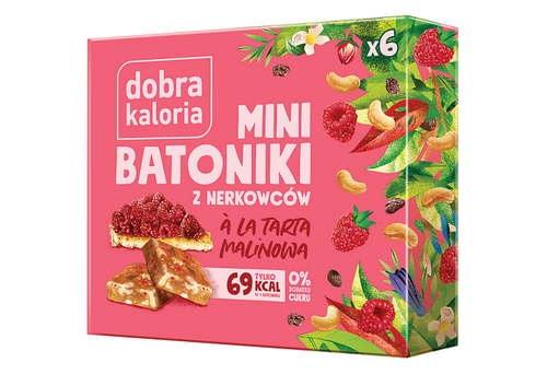 Batoniki mini z nerkowców a'la tarta malinowa 6 szt. 102 g - Dobra Kaloria