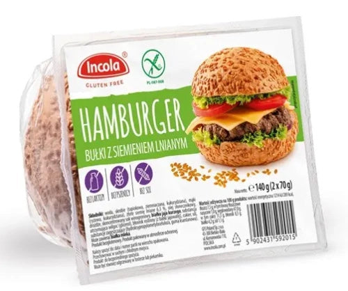 Bułki do hamburgerów z siemieniem lnianym bezglutenowe 2 szt. 140 g - Incola
