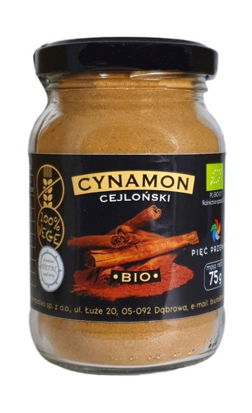 Cynamon cejloński mielony bezglutenowy 75 g - Pięć Przemian (EKO)