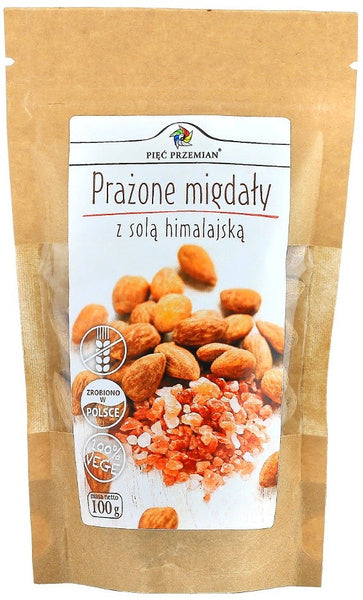 Migdały prażone z solą kłodawską bezglutenowe 100 g - Pięć Przemian
