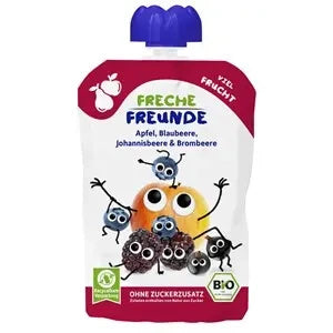 Mus jabłko jagoda czarna porzeczka jeżyna 100 g - Freche Freunde (EKO)