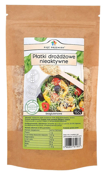 Płatki drożdżowe nieaktywne bezglutenowe 150 g - Pięć Przemian